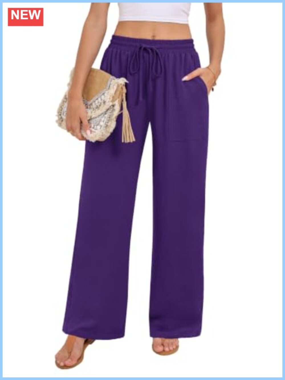 Wide Leg Lounge Pants with Pockets High Waisted Lightweight Palazzo Trousers